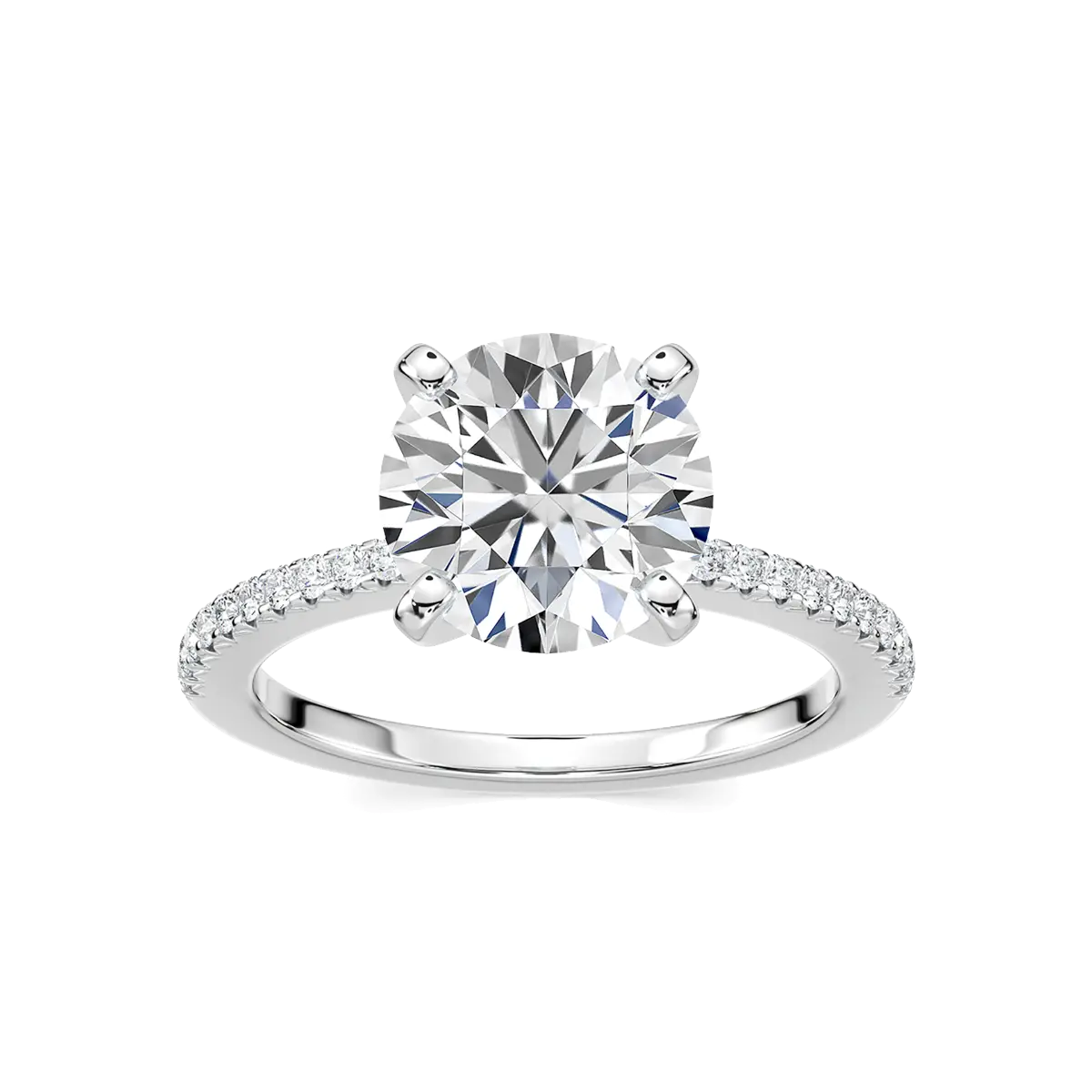 2 Carat Round Diamond Side Stone Anniversary Ring