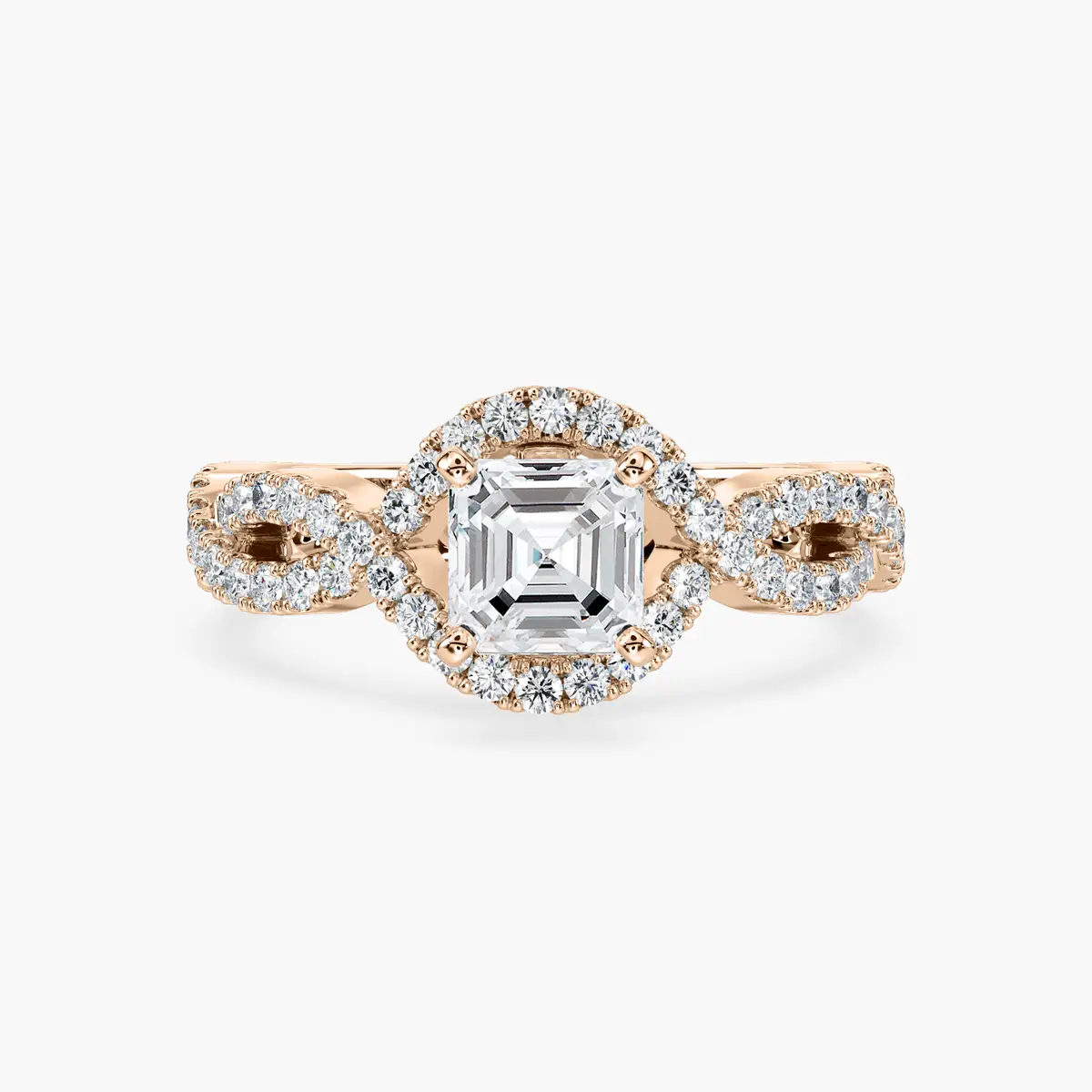 1 Carat Square Emerald Side Stone Infinity Ring