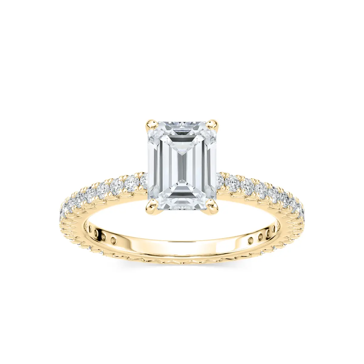 1.50 Carat Emerald Diamond Marilyn Accented Ring