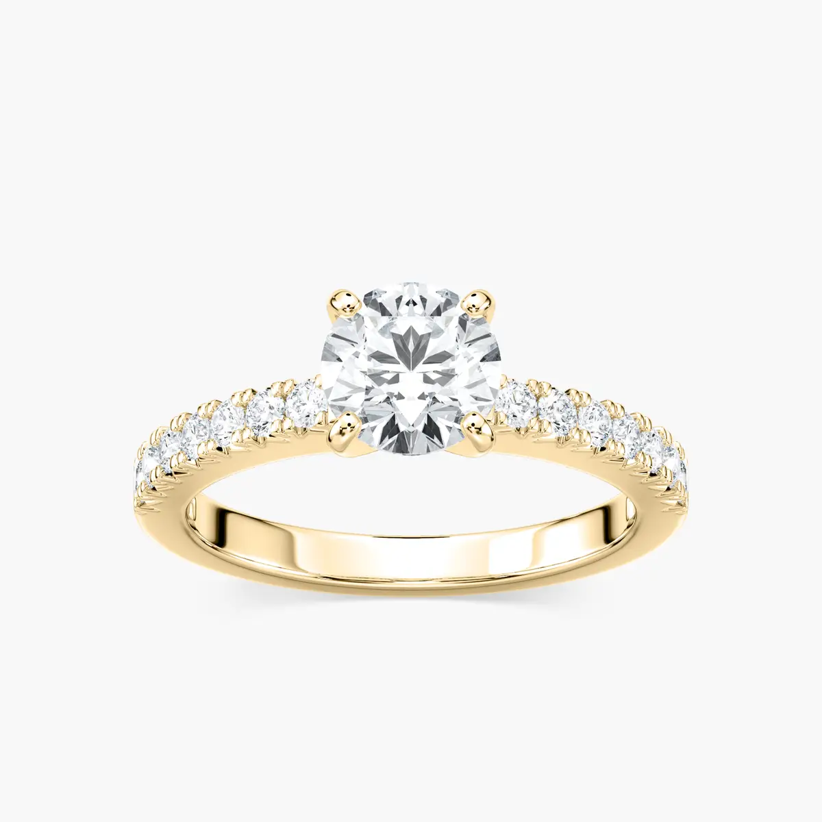 1 Carat Round Side Stone Novu Ring