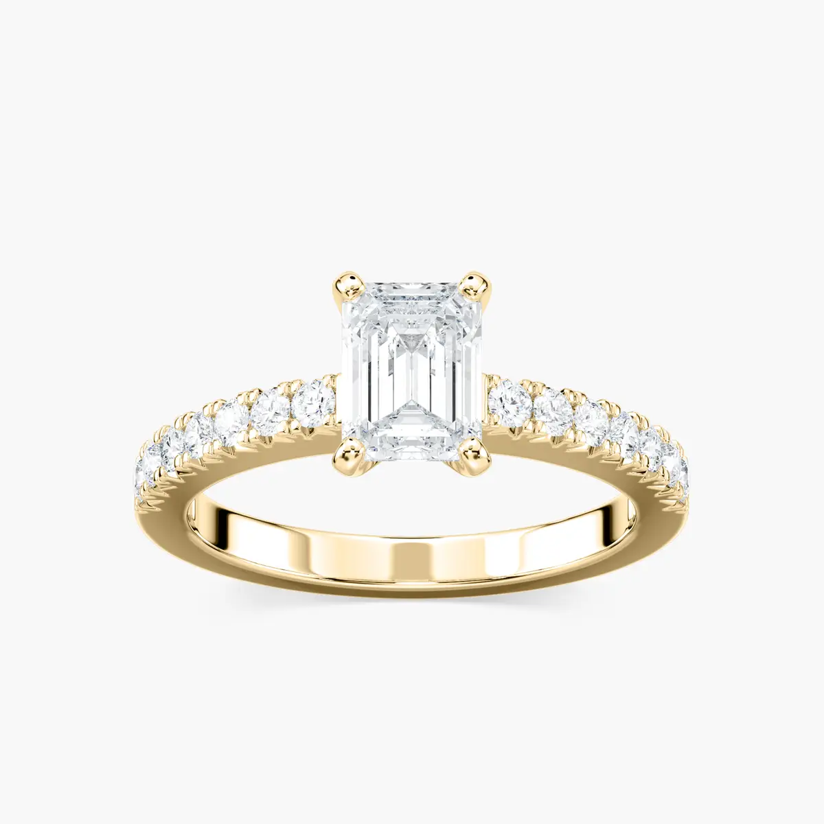 1 Carat Emerald Side Stone Novu Ring