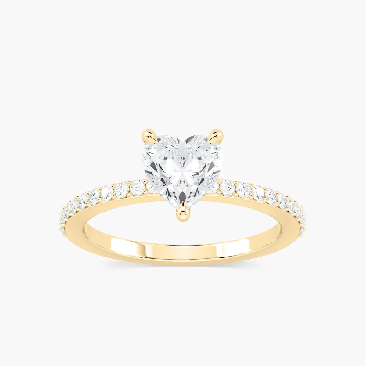 1 Carat Heart Shape Diamond Solitaire Accent Ring