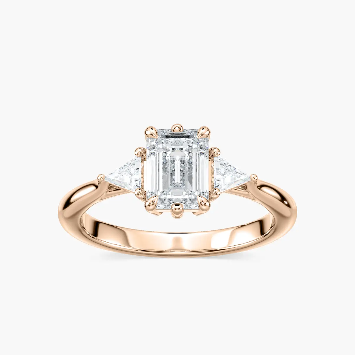 1 Carat Emerald Three Stone Orchid  Ring