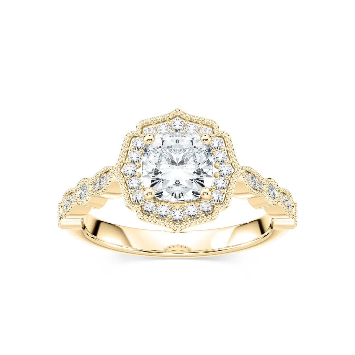 1 Carat Cushion Shape Lab Diamond Bridal Ring
