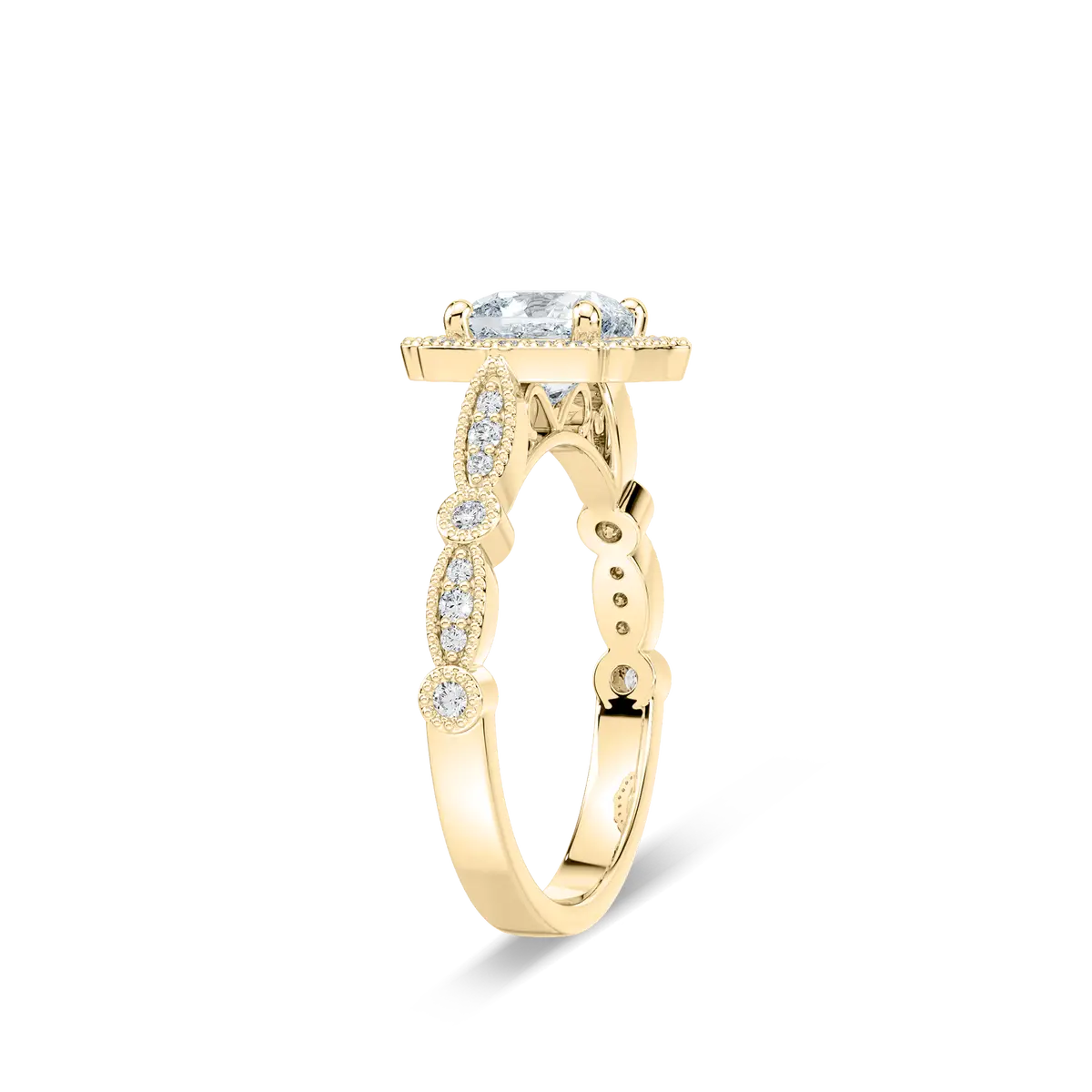 1 Carat Cushion Shape Lab Diamond Bridal Ring