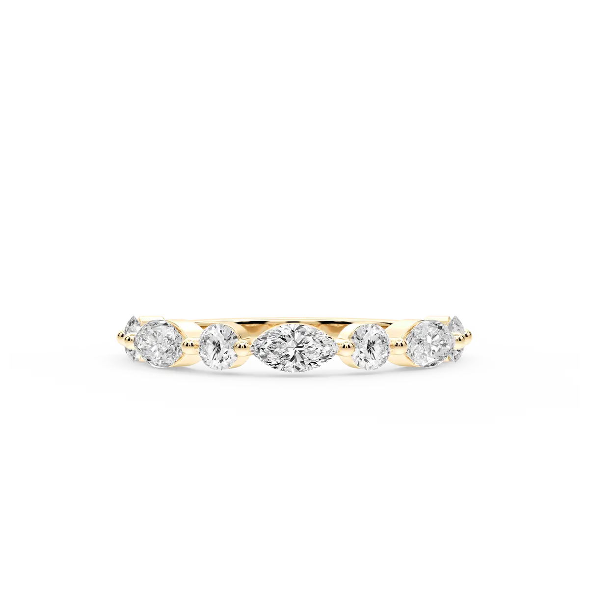 Round And Marquise Diamond Wedding Band