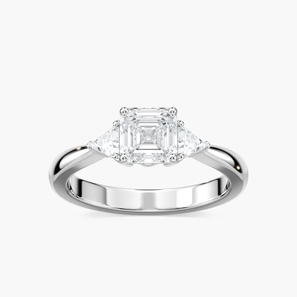 1 Carat Square Emerald  Selma Three Stone Ring