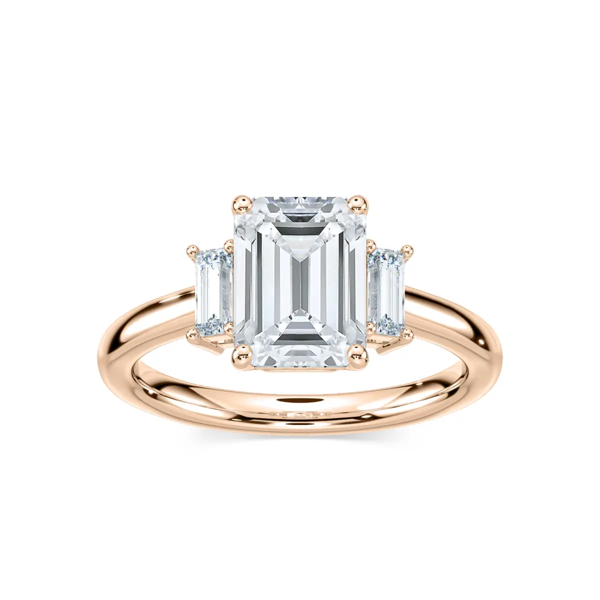 2 Carat Emerald Diamond Isla Three Stone Ring