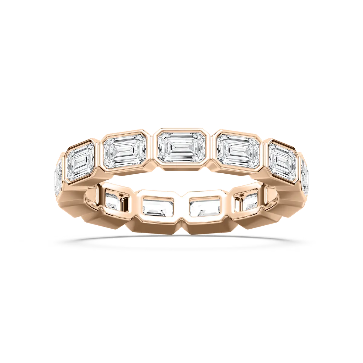 2.50 Emerald Diamond Akara Bazel Set Eternity Band 