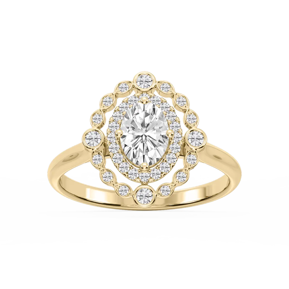 1 Carat Round And Oval Diamond Shining Halo Ring