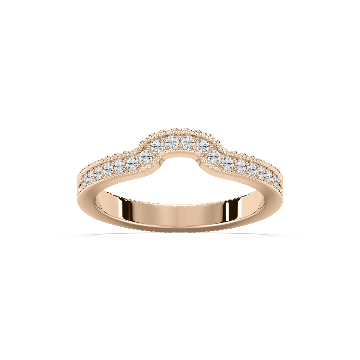 Round Lab Grown Diamond Etched Profile Curved Band