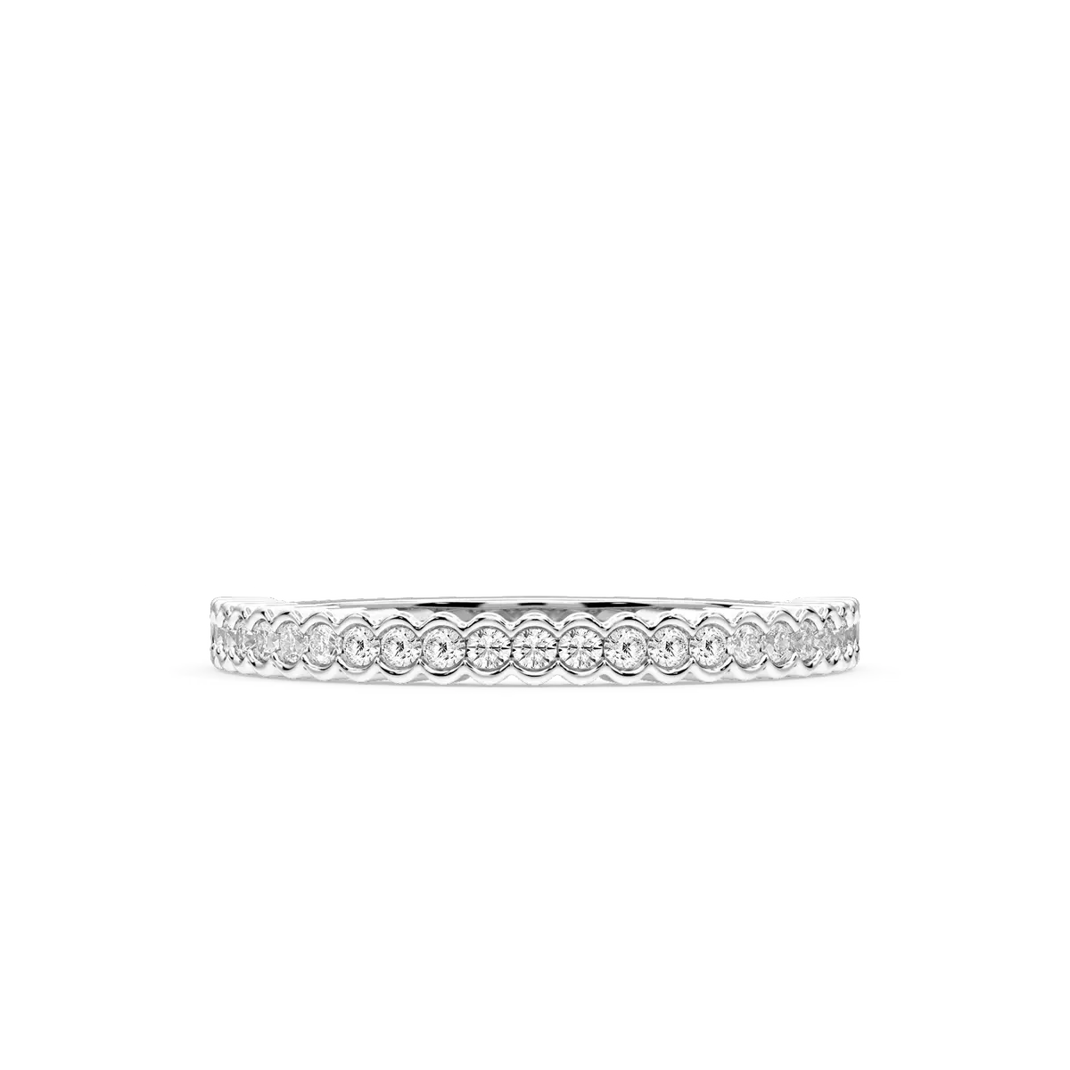 Round Cut Lab Grown Diamond Half Eternity Bezel Set Band