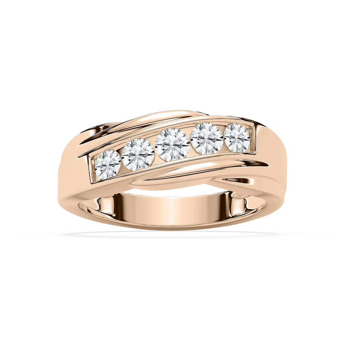 Modern Rose Gold Round Diamond Ring
