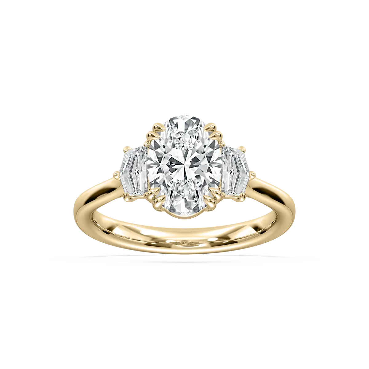 Oval And Cadilac Lab Diamond Three Stone Ring