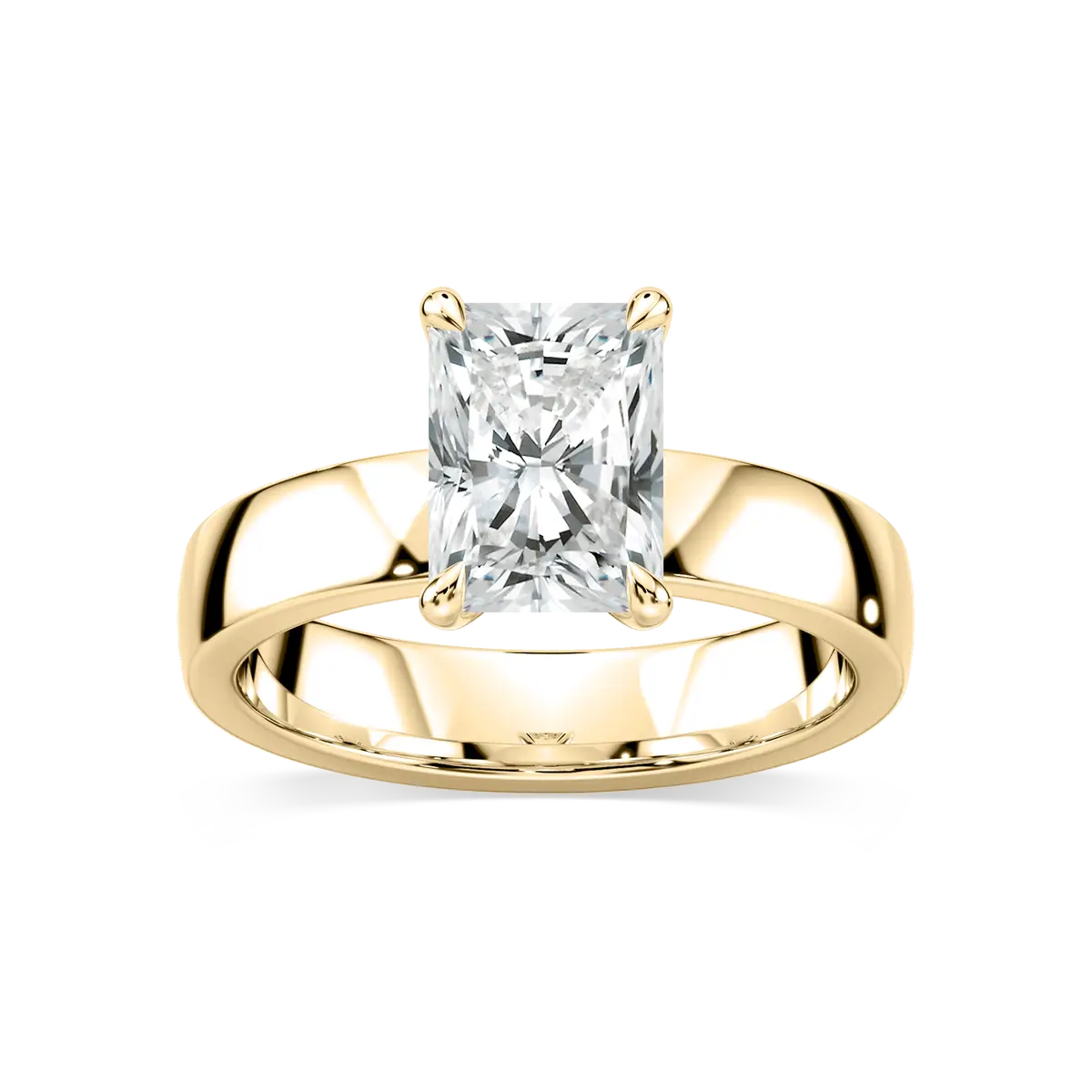 Radiant Shape Lab Diamond Claw Prong Solitaire Ring
