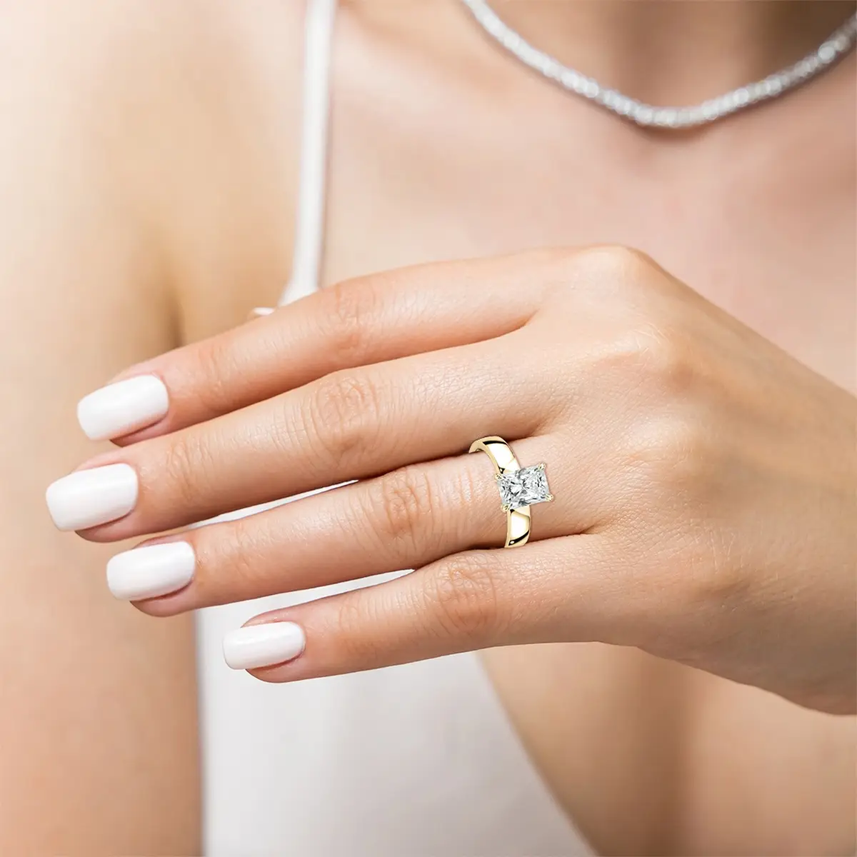 Radiant Shape Lab Diamond Claw Prong Solitaire Ring