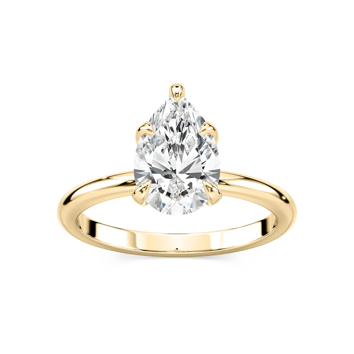 Pear Shape Lab Grown Diamond Claw Prong Solitaire Ring