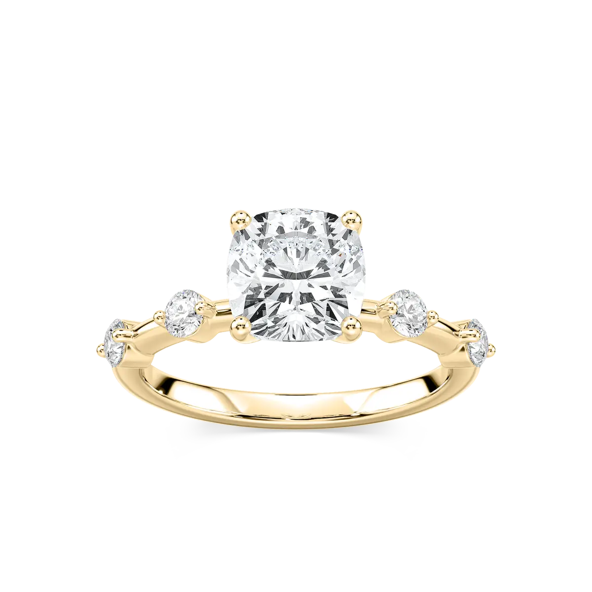 2 Carat Cushion Shape Diamond Ring With Side Stone