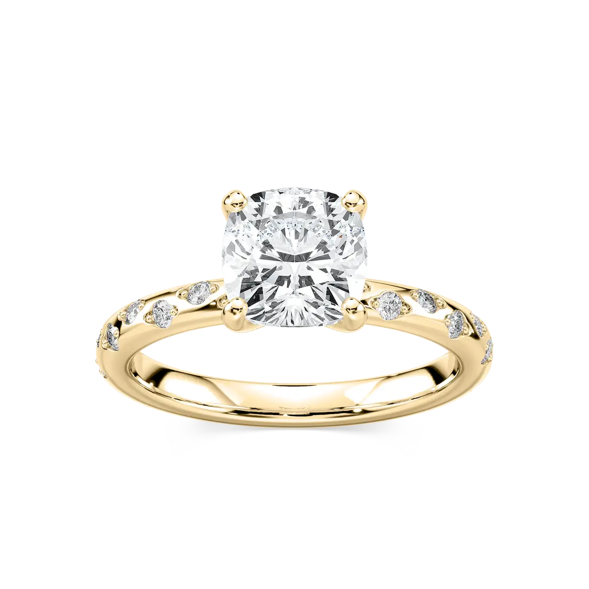 2 Karat Square Cushion Shaped Diamond Flush Set Ring