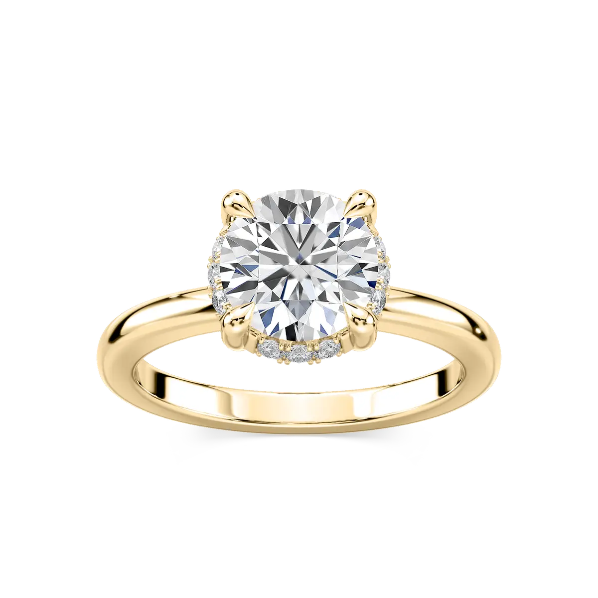 Round Shape Diamond Womens Halo Ring For Engagement