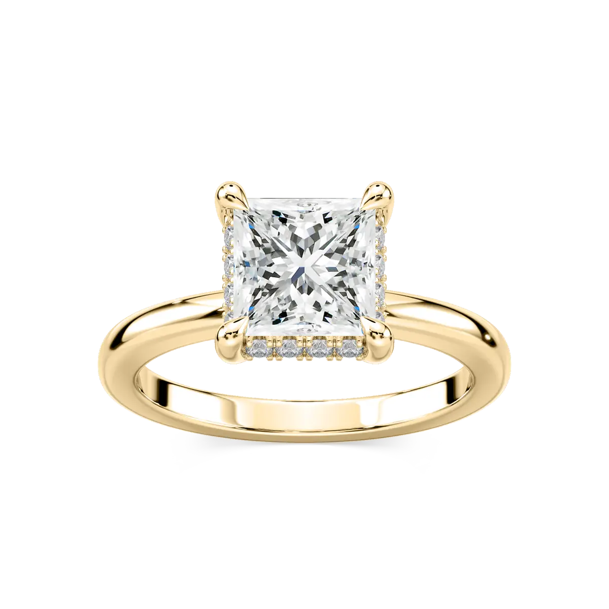 2 Carat Princess Cut Diamond Halo Engagement Ring
