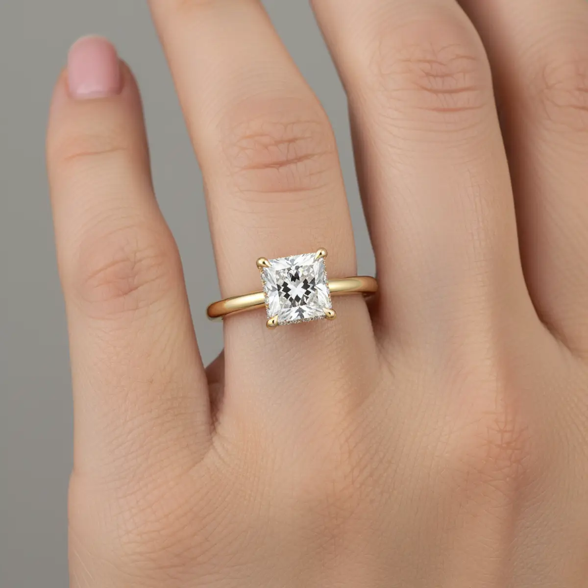 2 Carat Princess Cut Diamond Halo Engagement Ring