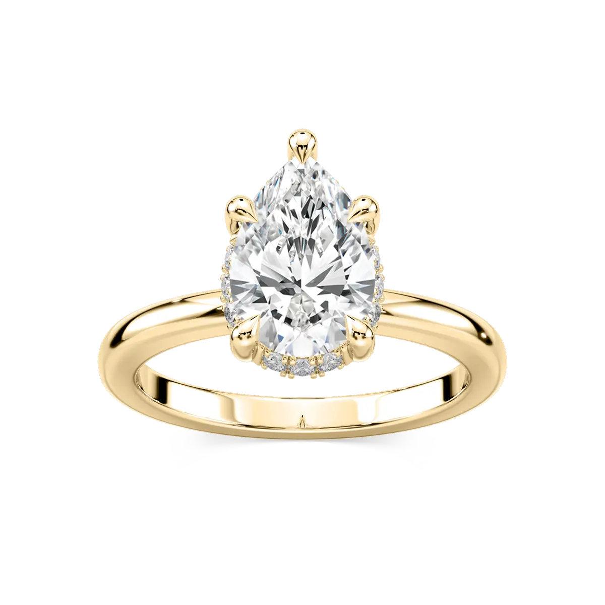 2 Carat Pear Shaped Diamond Hidden Halo Ring 