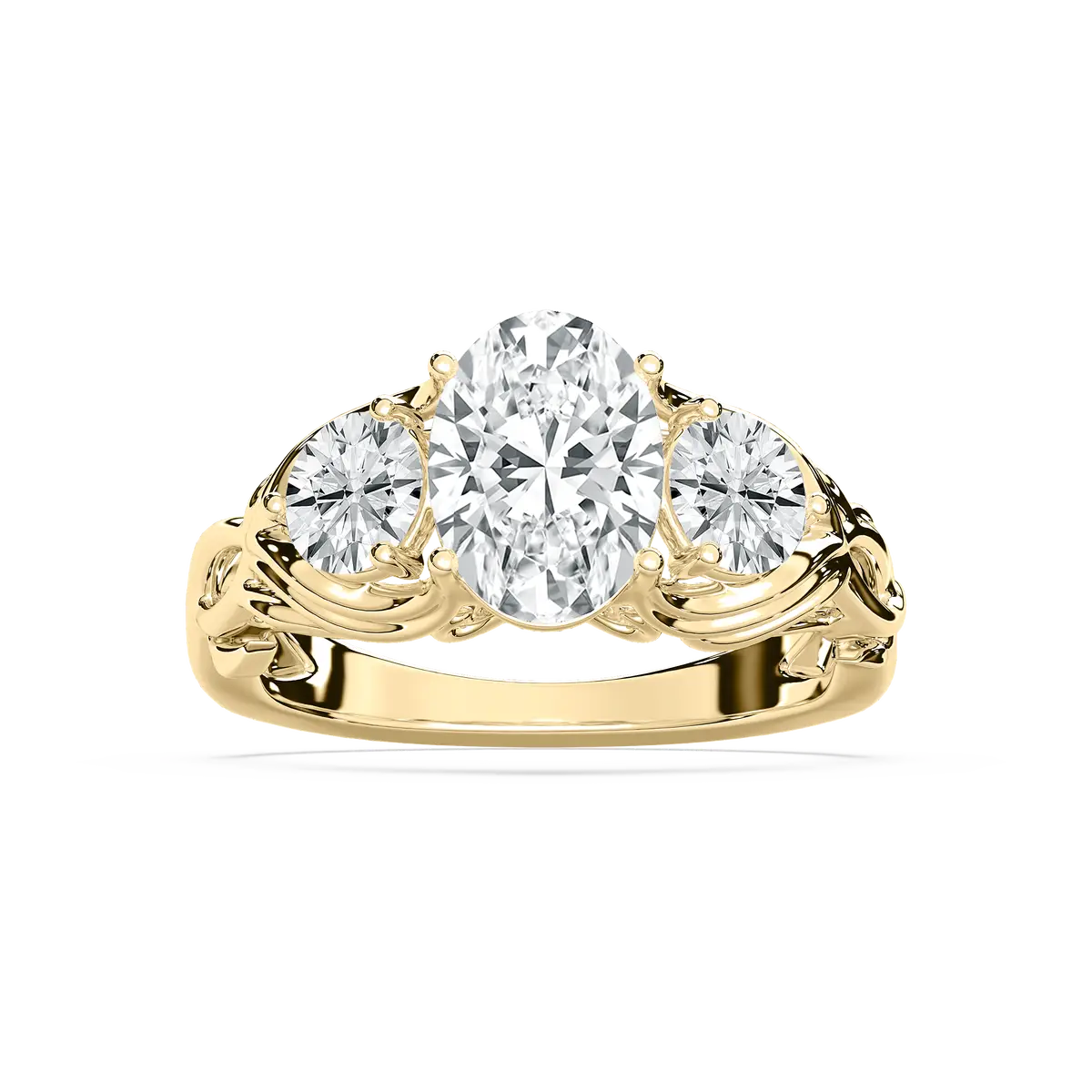 3 Carat Oval Diamond Divinity Three Stone Ring