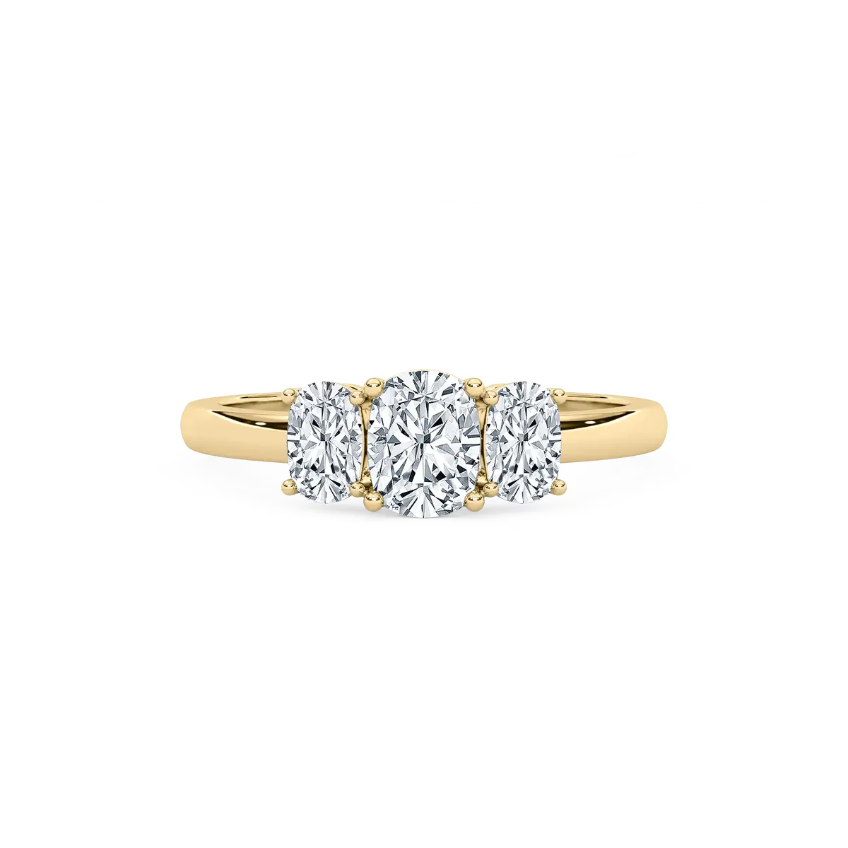 2 Carat Cushion Diamond Flavia Three Stone Ring