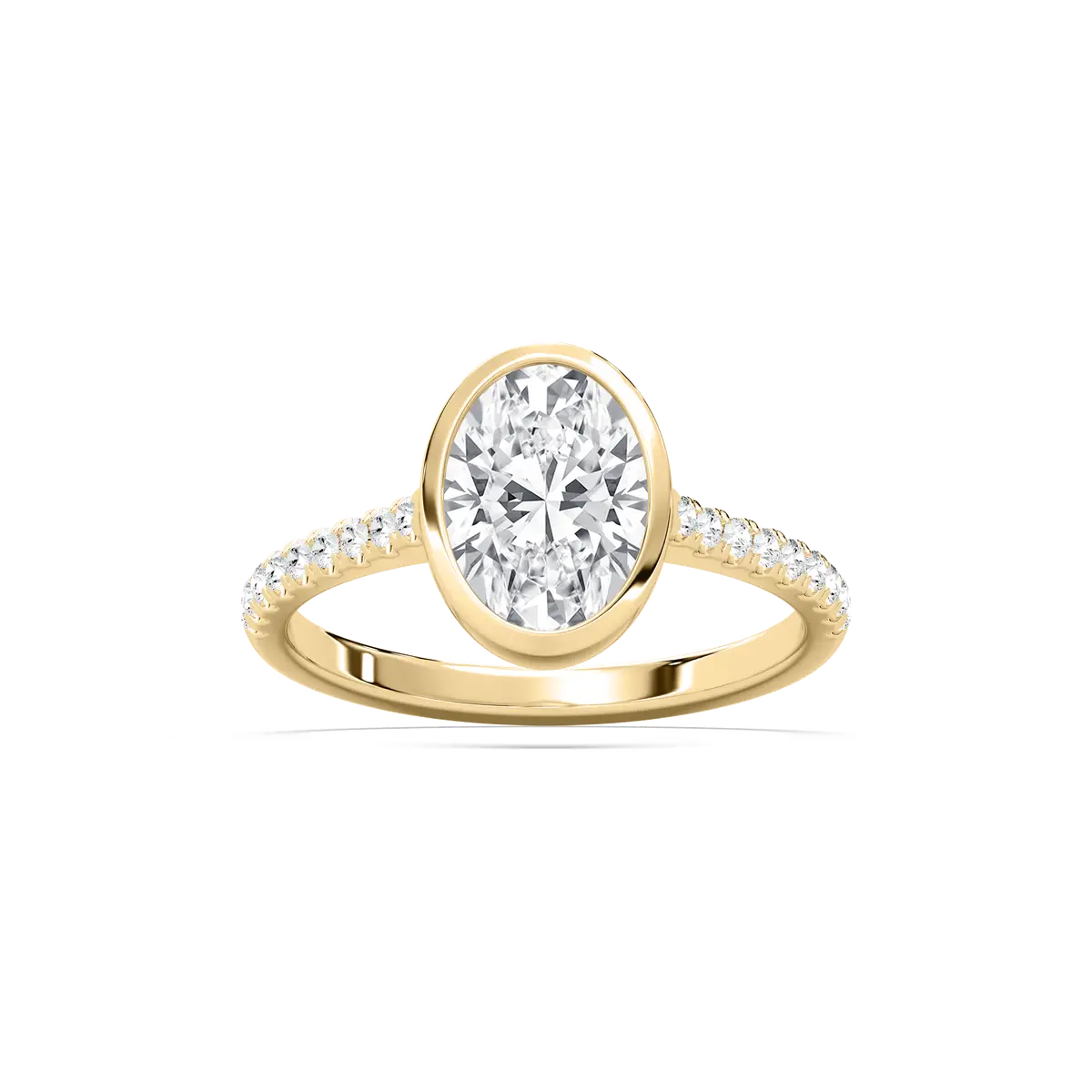 Oval Diamond Sybille Side Stone Solitaire Ring