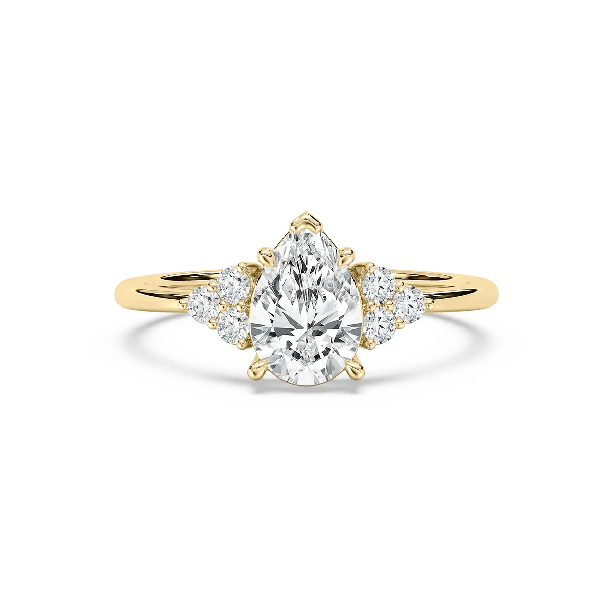Pear Diamond Aureus Side Stone Fashion Ring 
