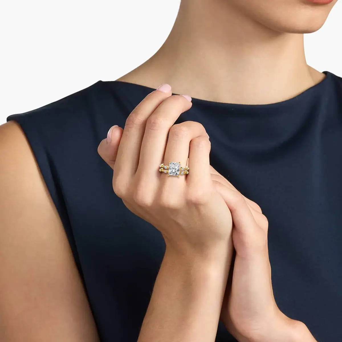 Radiant Cut 2.50 Carat Diamond Wedding Bridal Set Ring