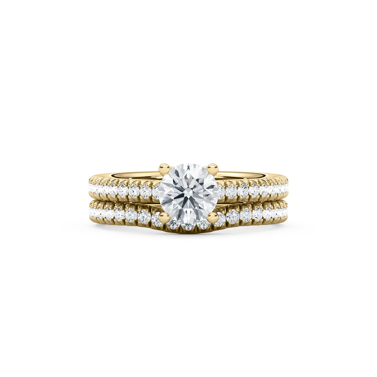 1 Carat Double Band Round Diamond Bridal Set Ring