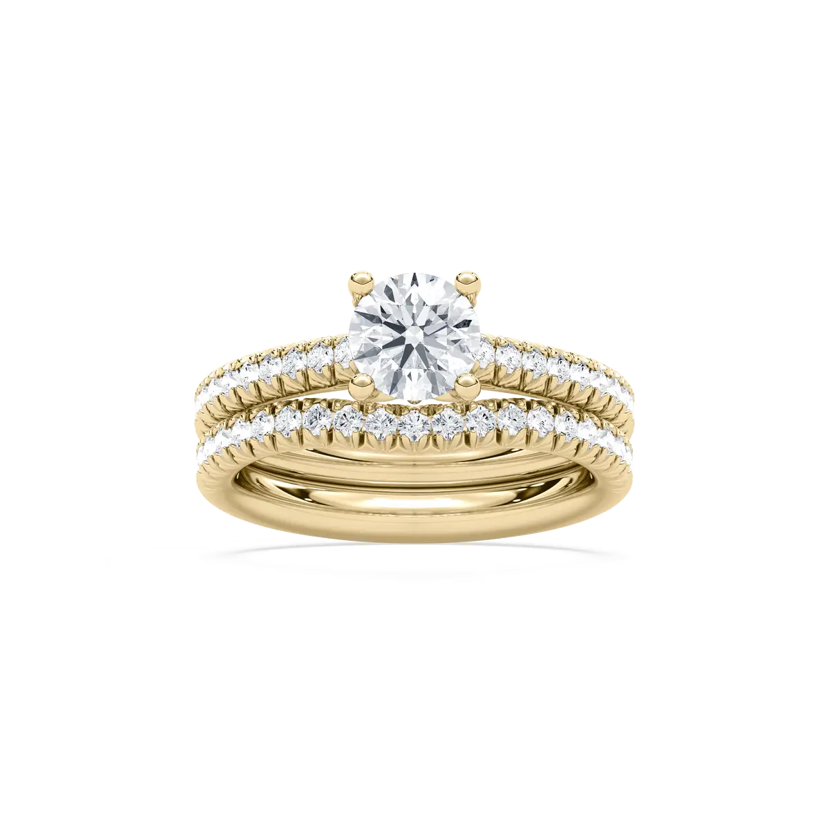 1 Carat Double Band Round Diamond Bridal Set Ring