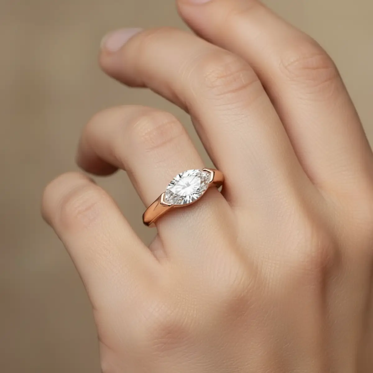 2.50 Carat Marquise Diamond Solitaire Ring in 14KT Gold