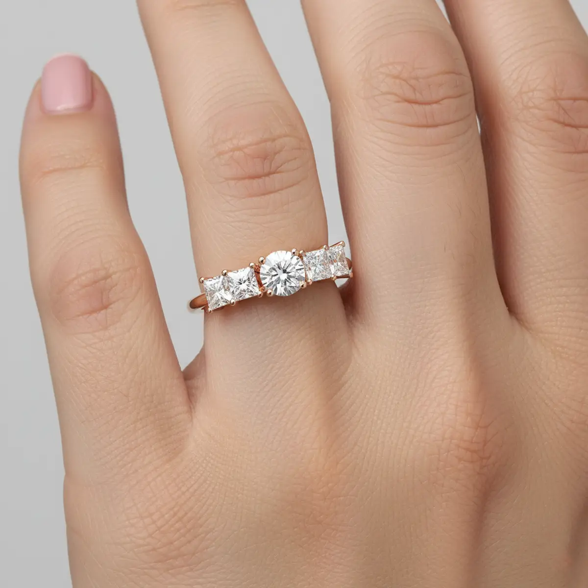 3 Carat Princess And Round Diamond Emery Five Stone Ring