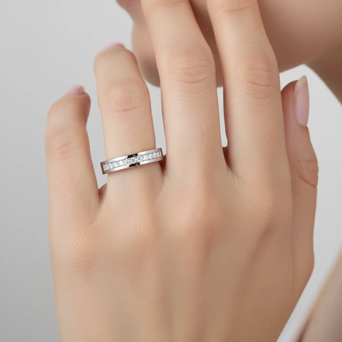 Ezra Round Lab Grown Diamond Flat Channel Wedding Band