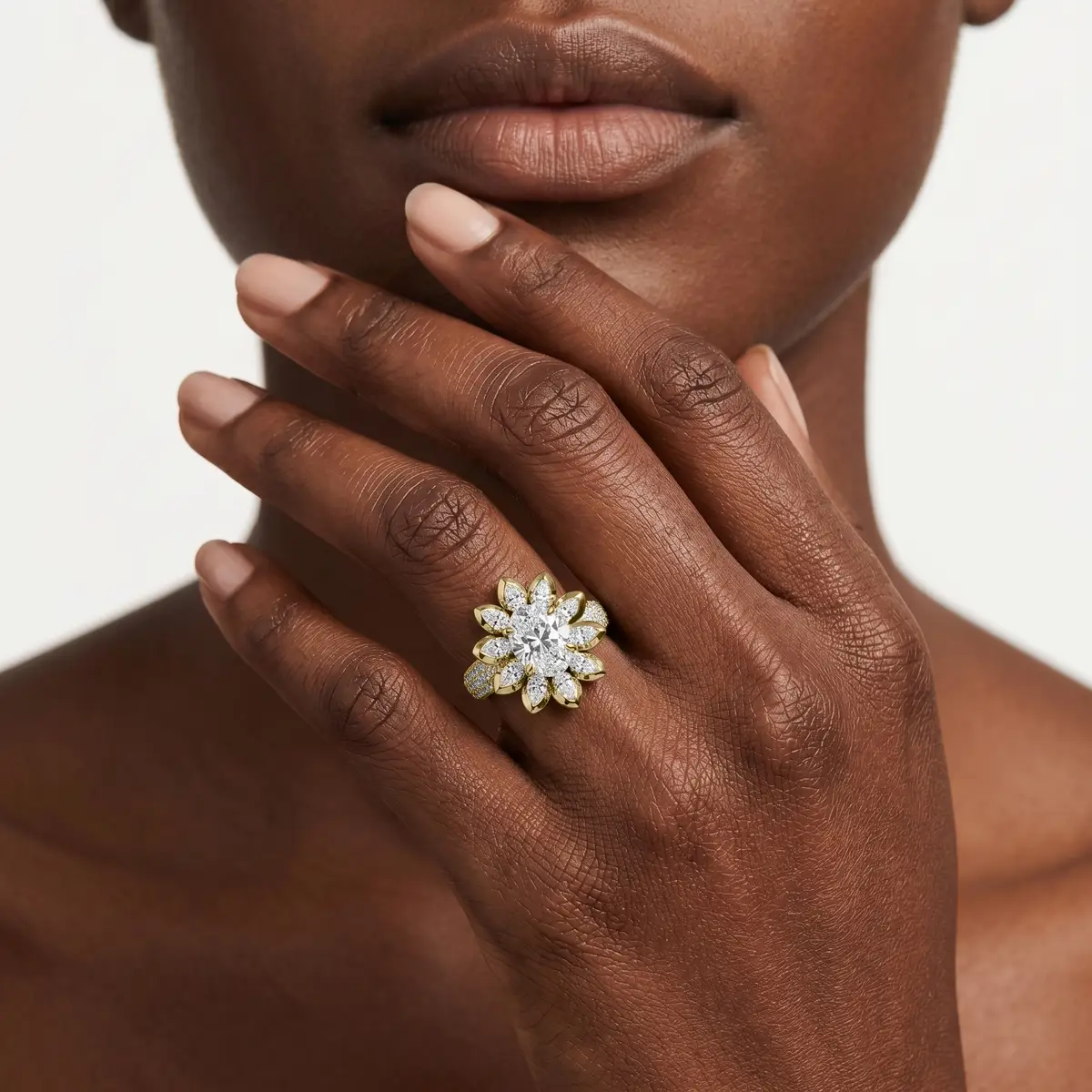 Multi Lab Grown Diamond Vintage Style Engagement Ring