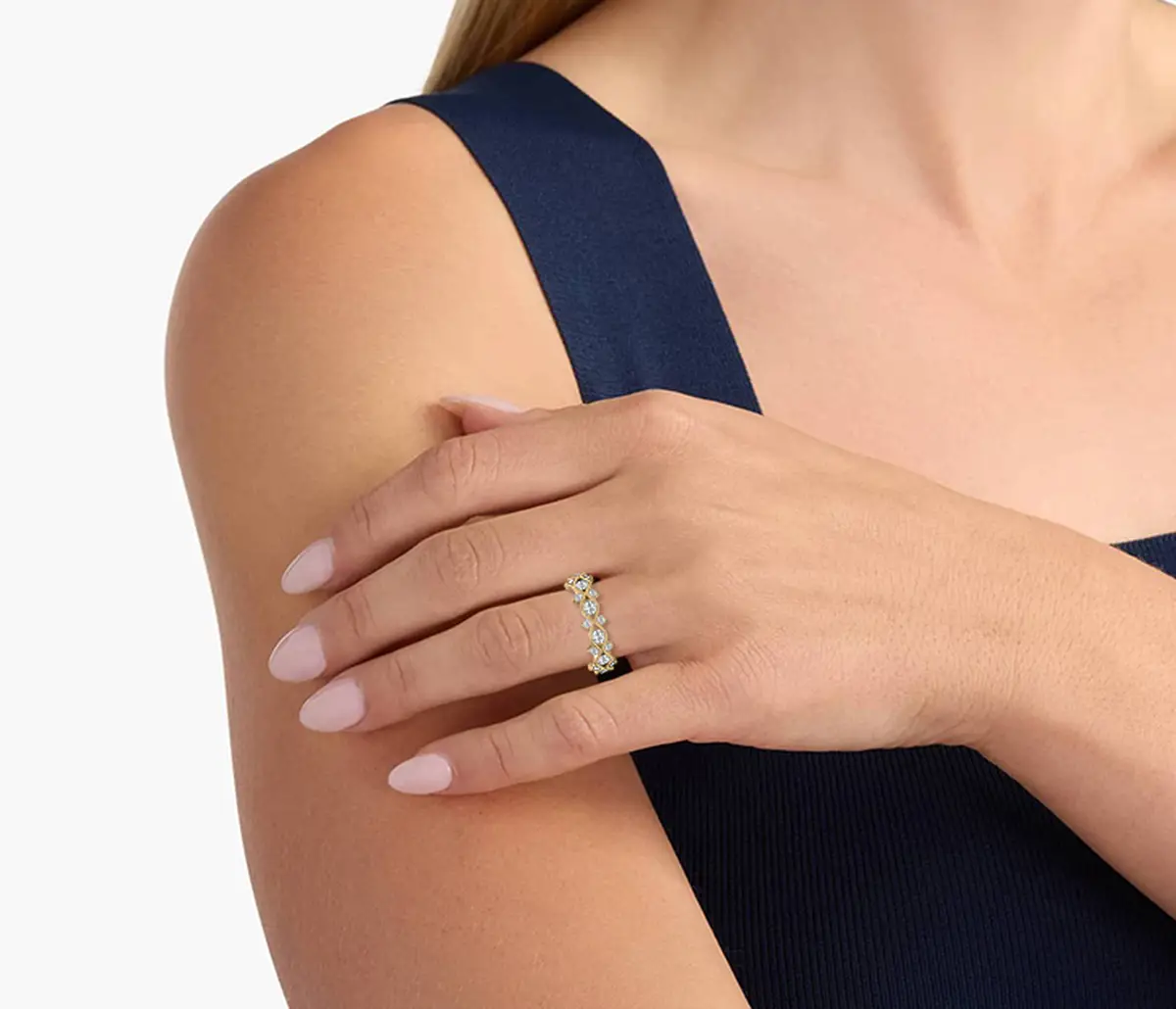 1.50 Carat Round Shape Diamond Zig Zag Eternity Band