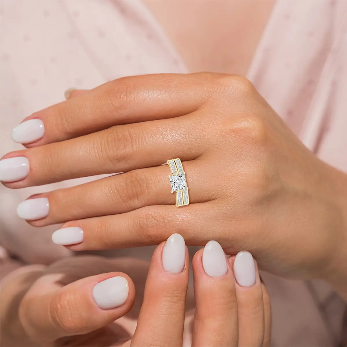 1 Carat Princess Lab Grown Diamond Bridal Set Ring