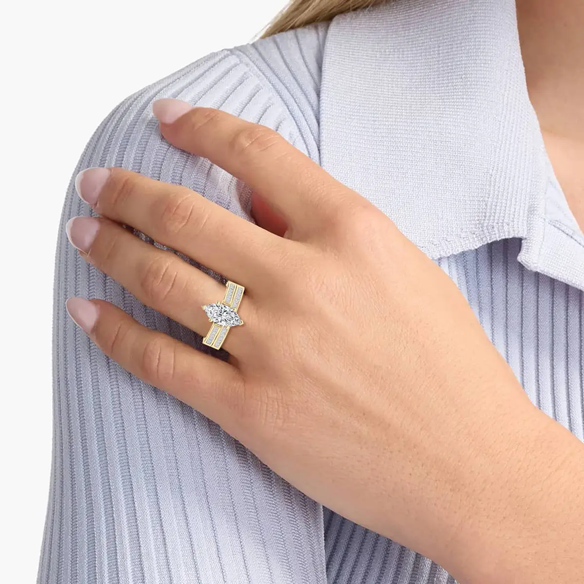 Marquise Shape Diamond Bridal Ring With V Prong Setting