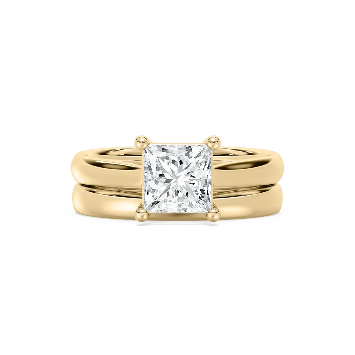 2 Carat Princess Shape Diamond Wedding Bridal Ring Set