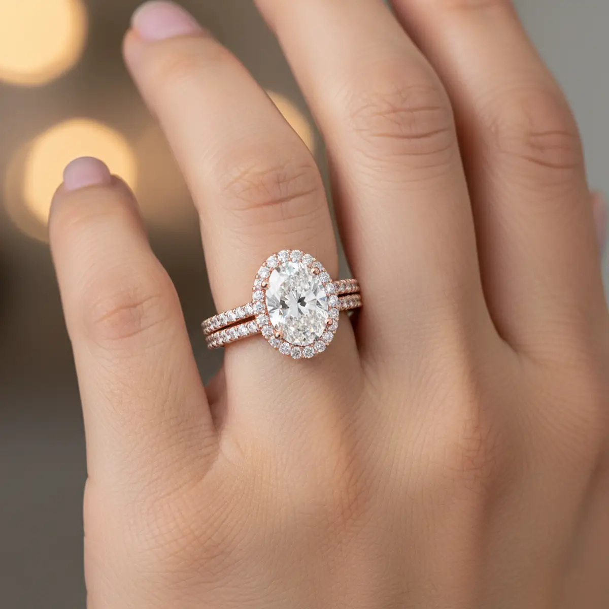 2 Carat Oval Shape Diamond Ring With Halo Setting