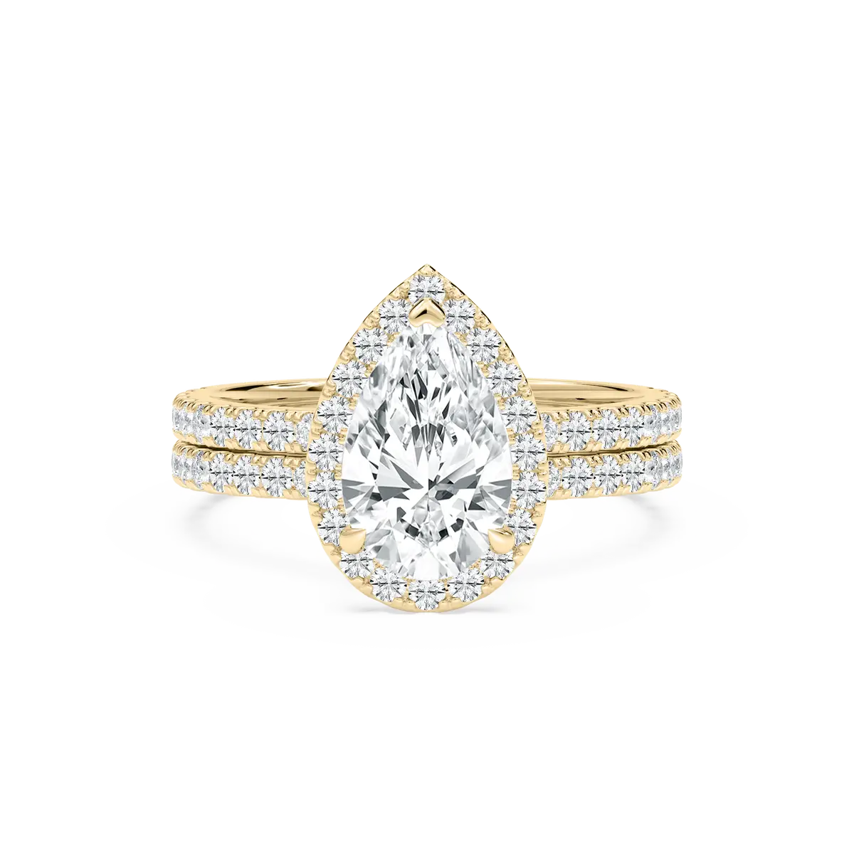 1 Carat Pear Lab Grown Diamond Promise Bridal Set Ring