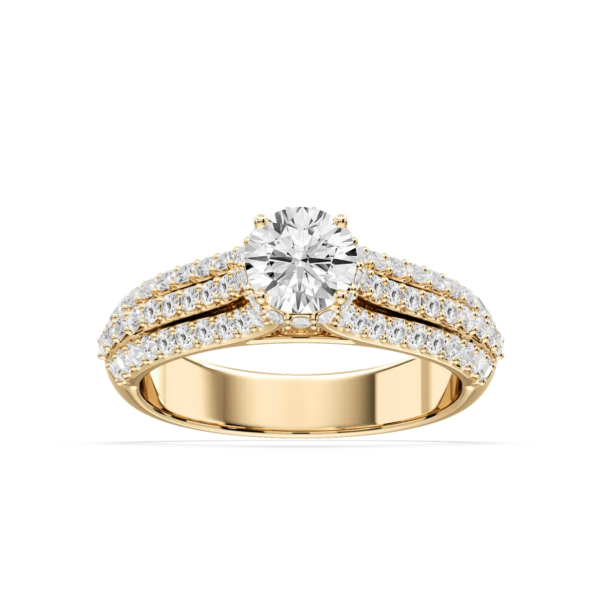 Round Lab Grown Diamond Pave Set Engagement Ring