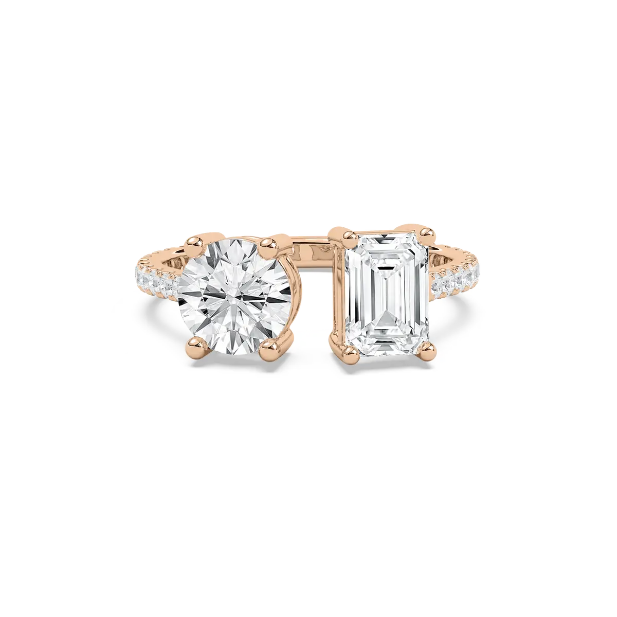 2.50 Carat Emerald And Round Diamond Engagement Ring