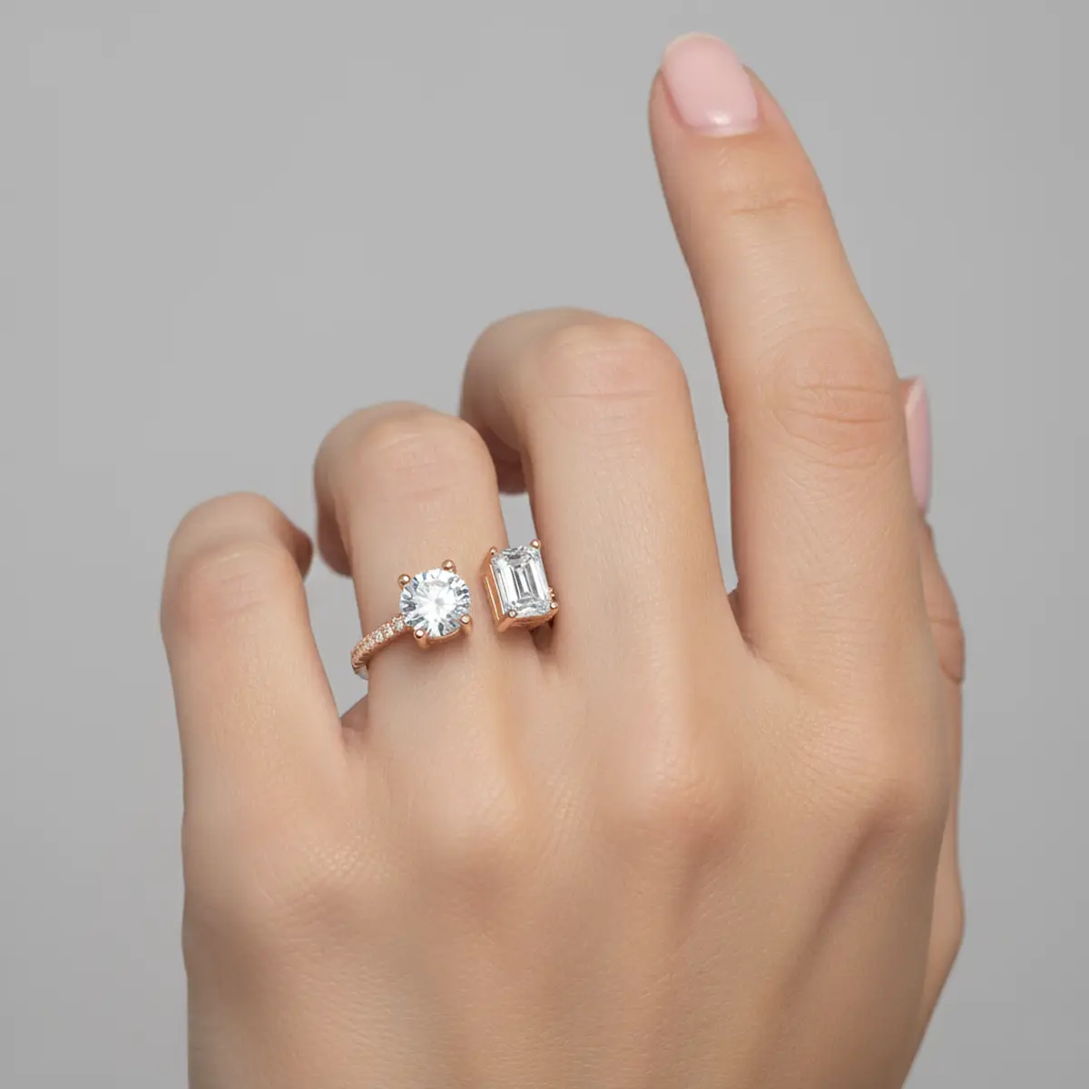 2.50 Carat Emerald And Round Diamond Engagement Ring