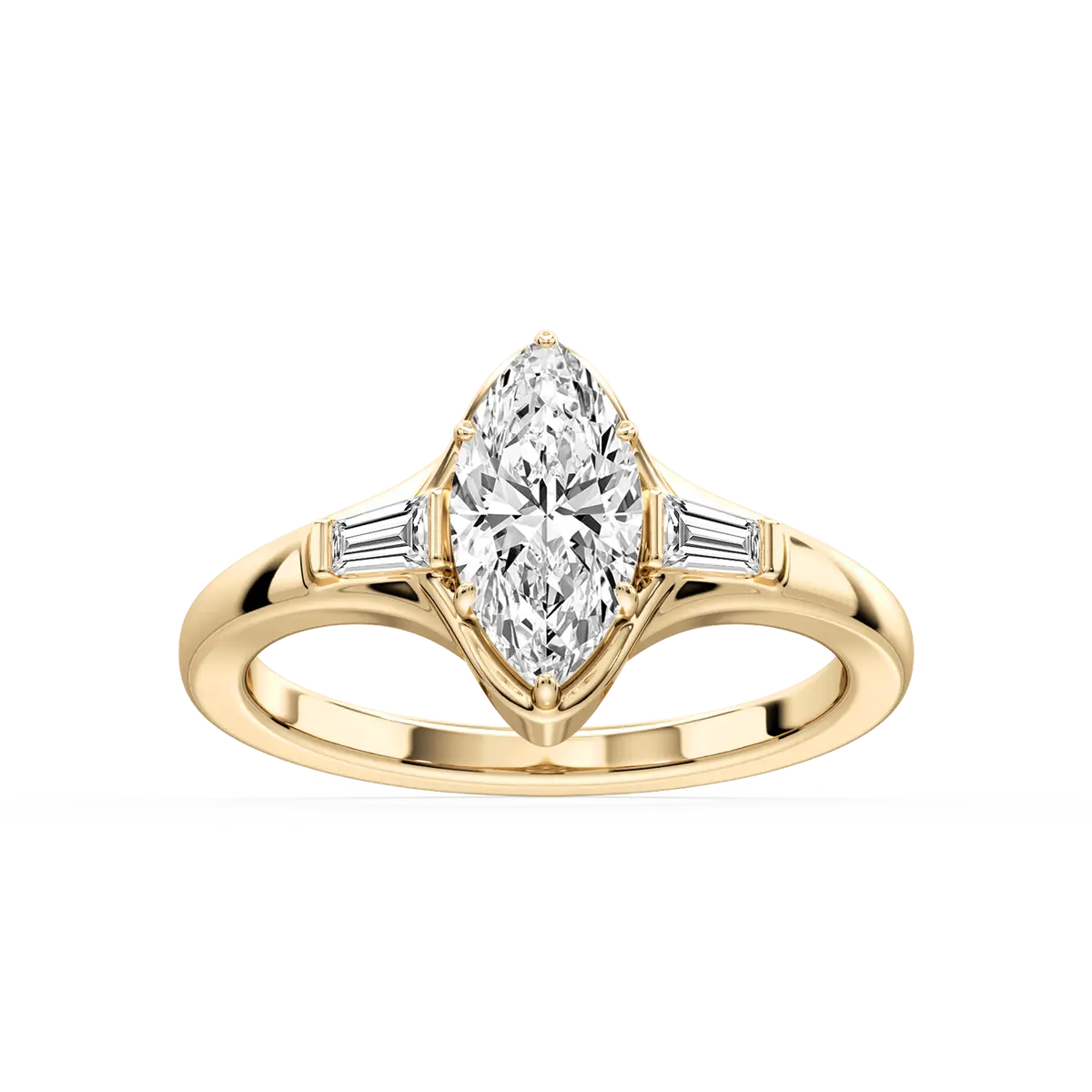 Marquise Lab Grown Diamond Three Stone Engagement Ring