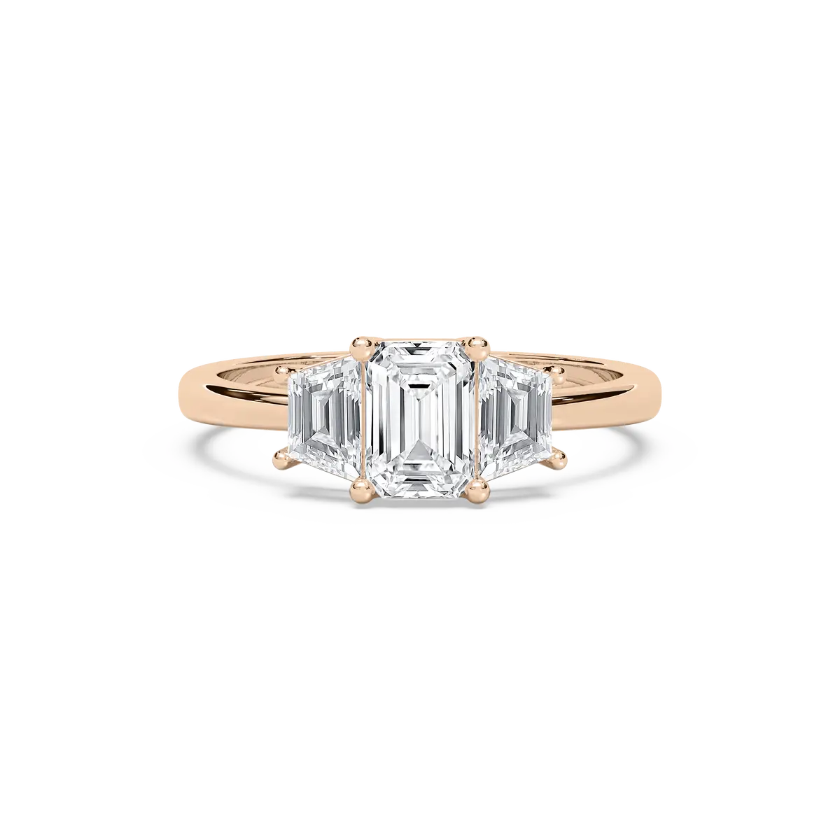 1 Carat Emerald Three Strone Ring