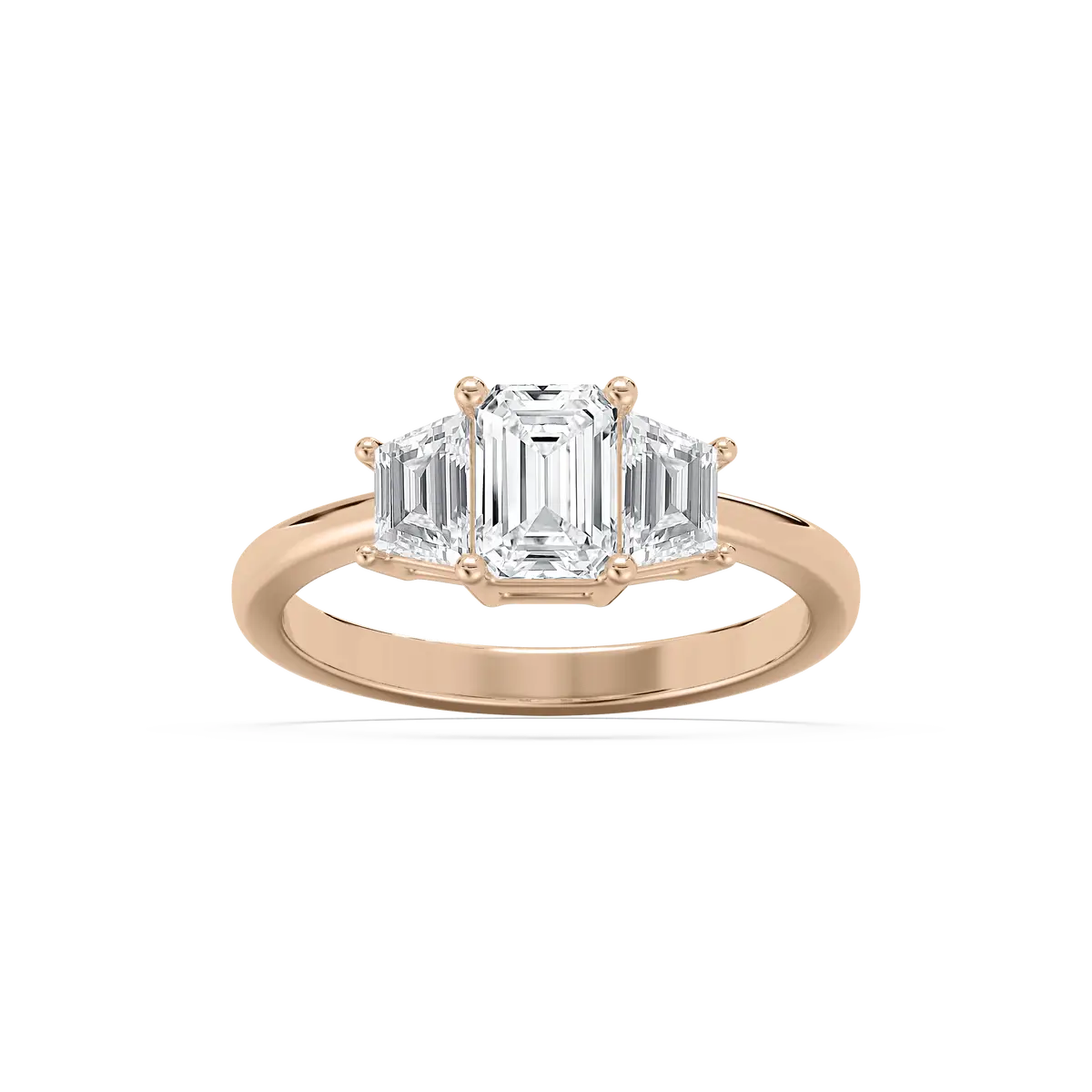 1 Carat Emerald Three Strone Ring